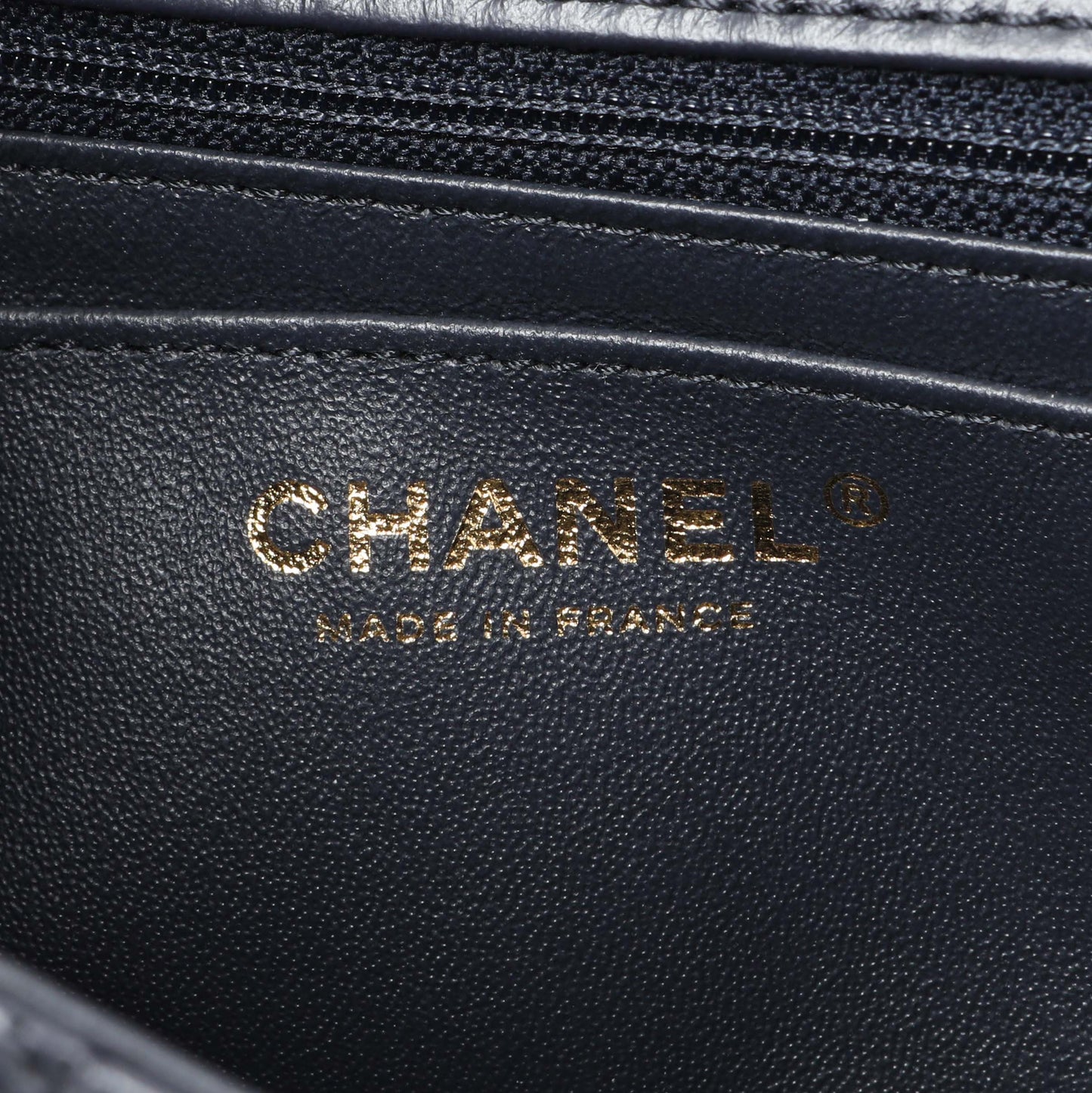 Exclusive Chanel Navy Aged Calfskin Quilted 2.55 Reissue Mini Flap — Detail View