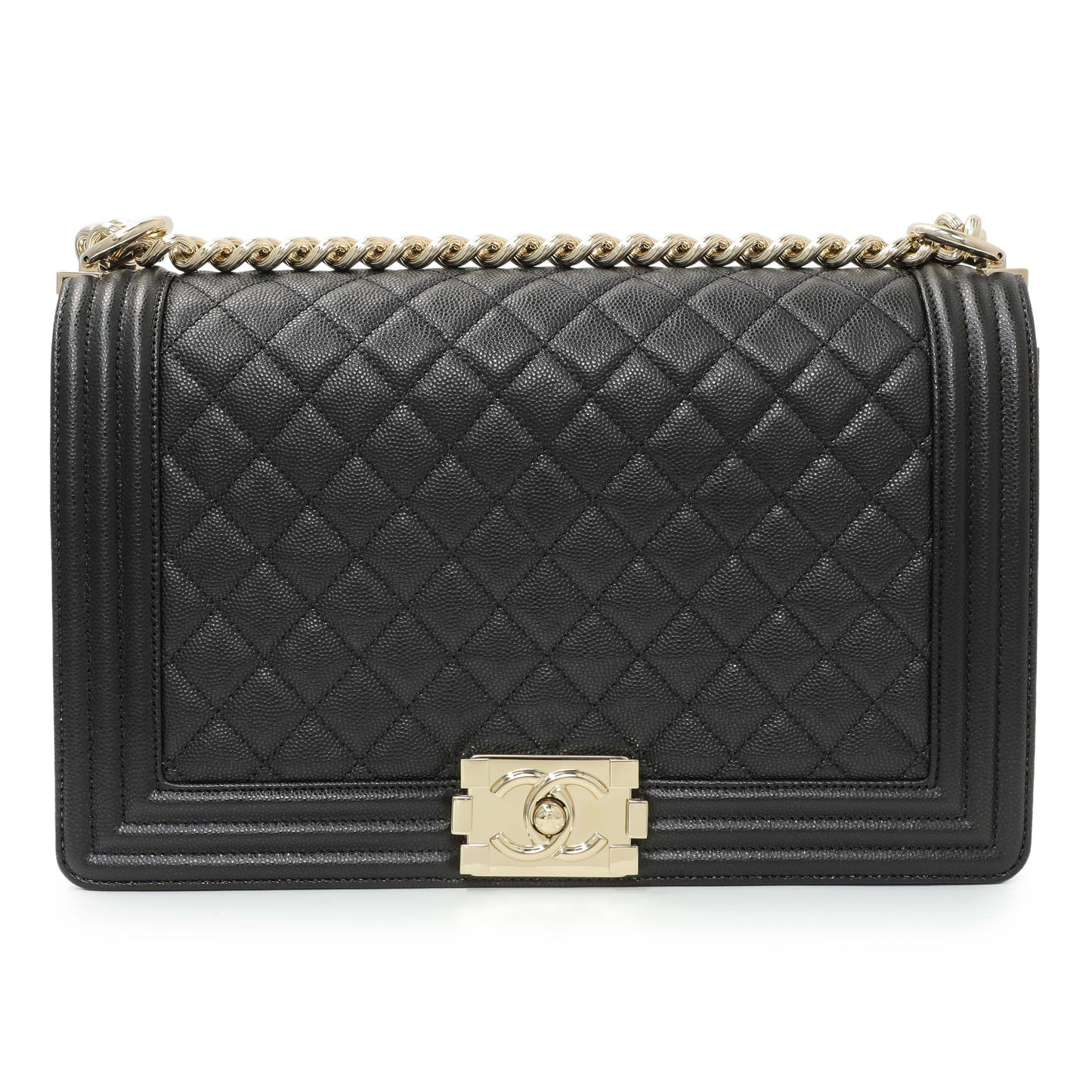 Exclusive Chanel Black Quilted Caviar New Medium Boy Flap — Side View