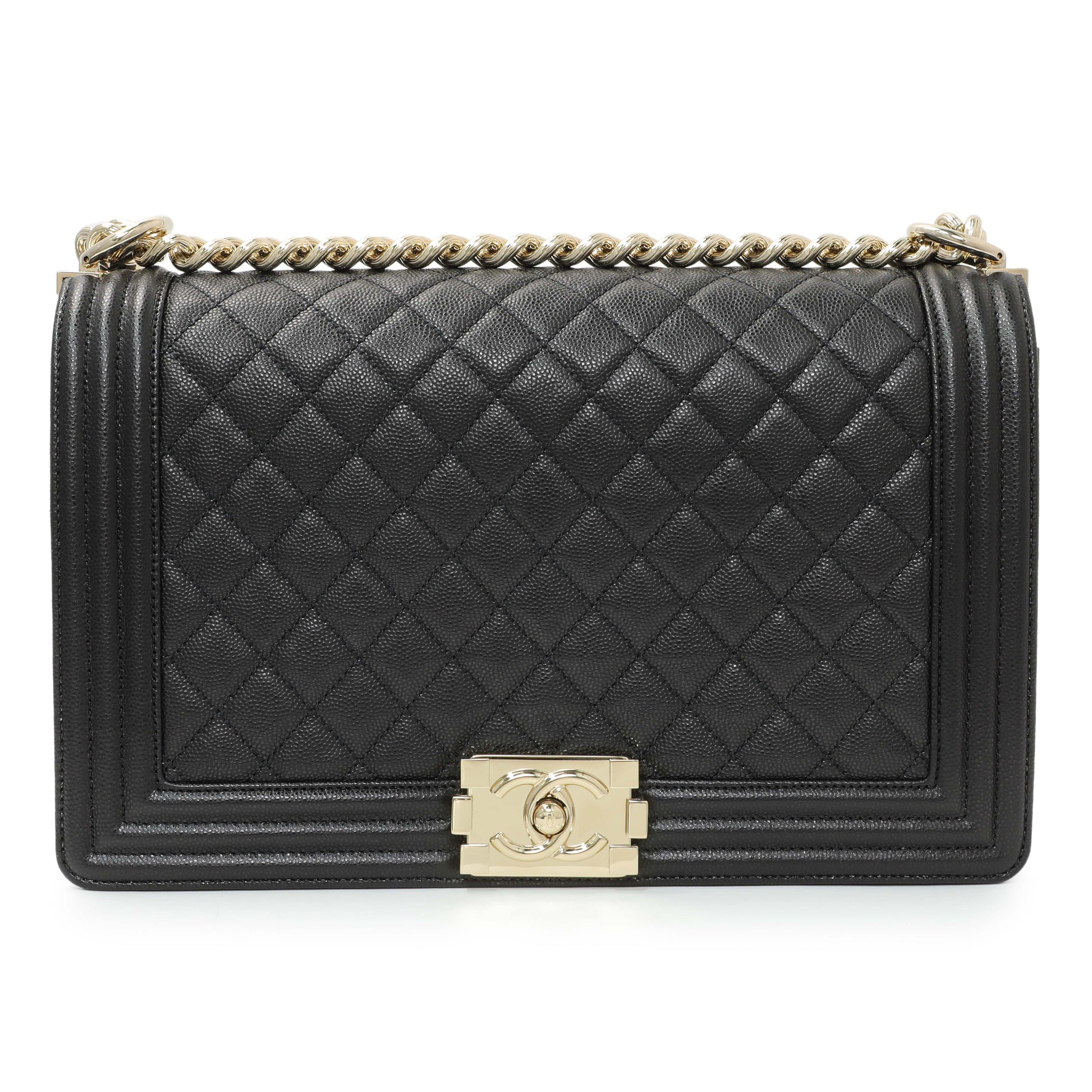 Exclusive Chanel Black Quilted Caviar New Medium Boy Flap — Side View