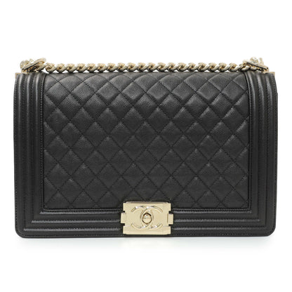 Exclusive Chanel Black Quilted Caviar New Medium Boy Flap — Side View