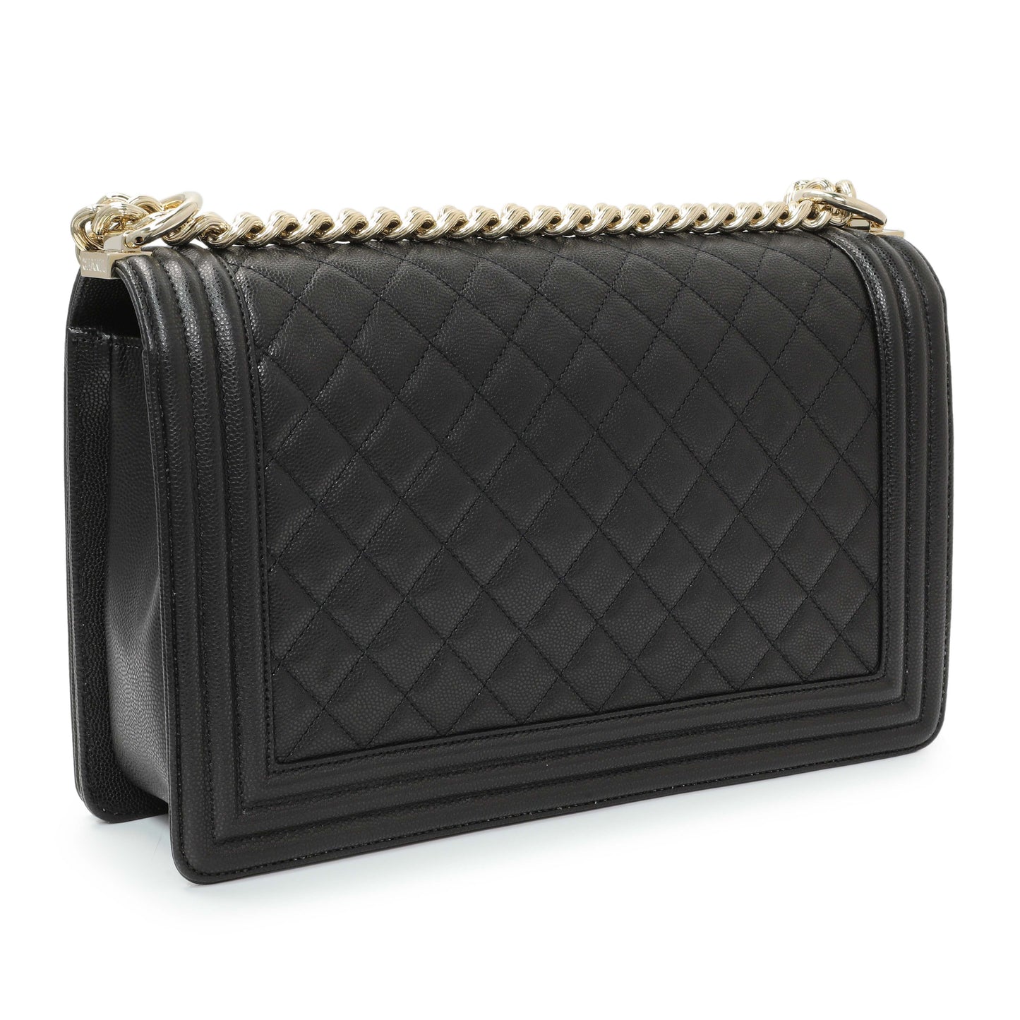 Exclusive Chanel Black Quilted Caviar New Medium Boy Flap — Back View