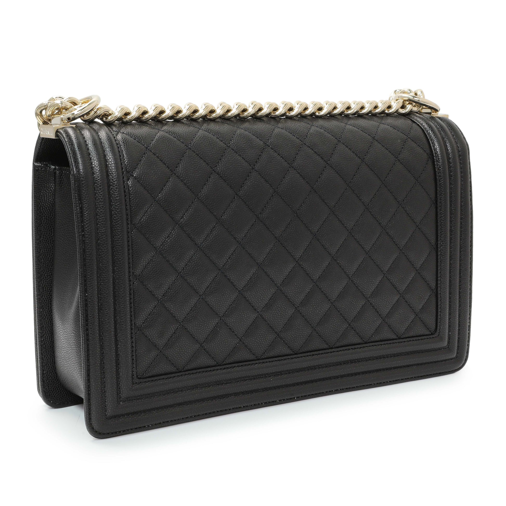 Exclusive Chanel Black Quilted Caviar New Medium Boy Flap — Back View