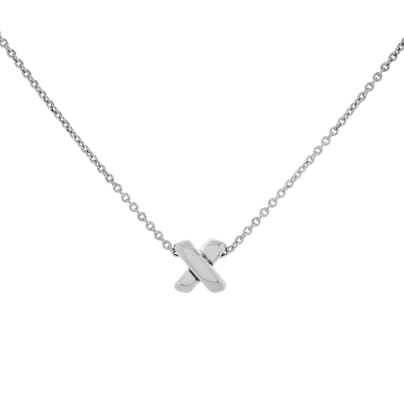 Exclusive Tiffany & Co. Sterling Silver Signature X Pendant Necklace — Front View