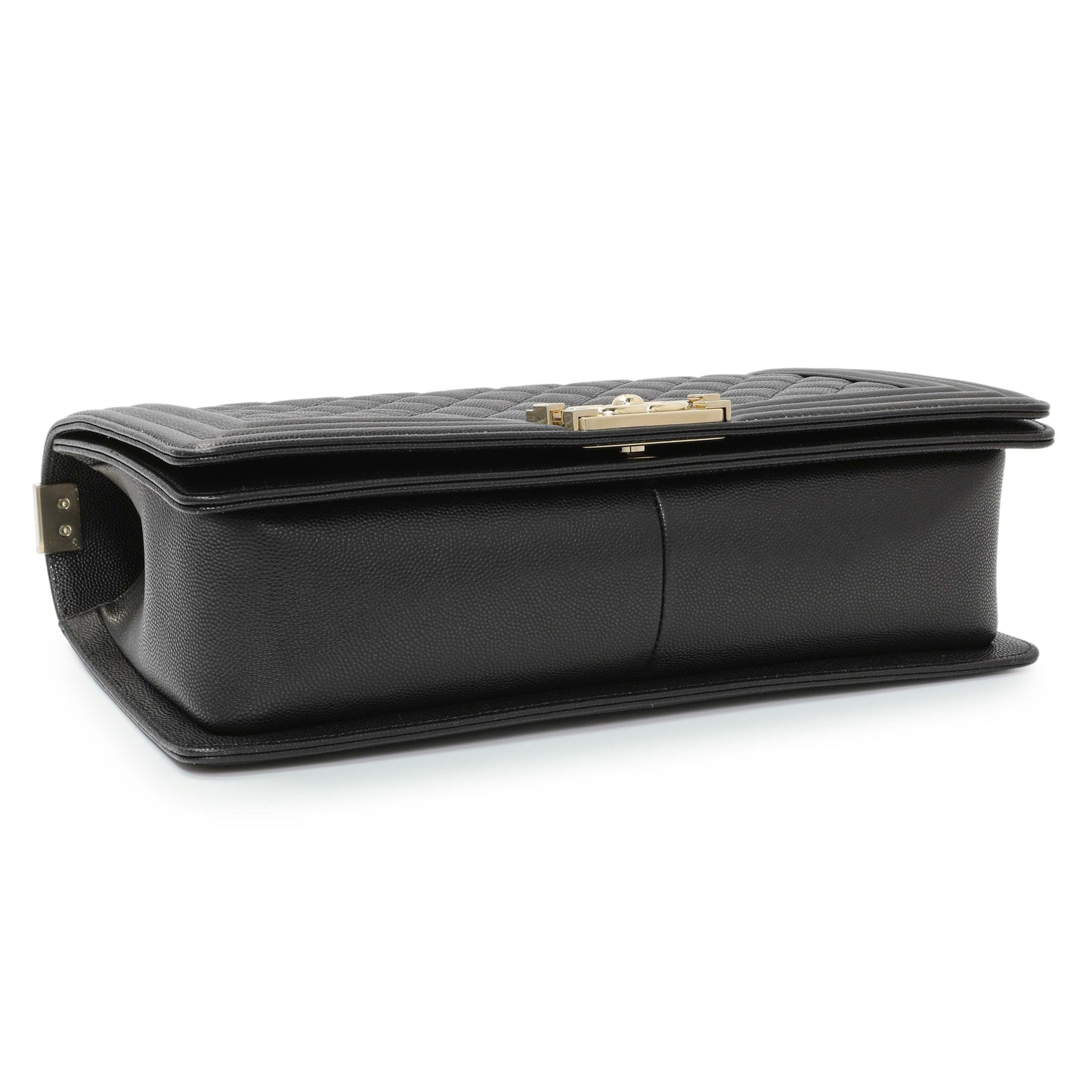 Exclusive Chanel Black Quilted Caviar New Medium Boy Flap — Top View