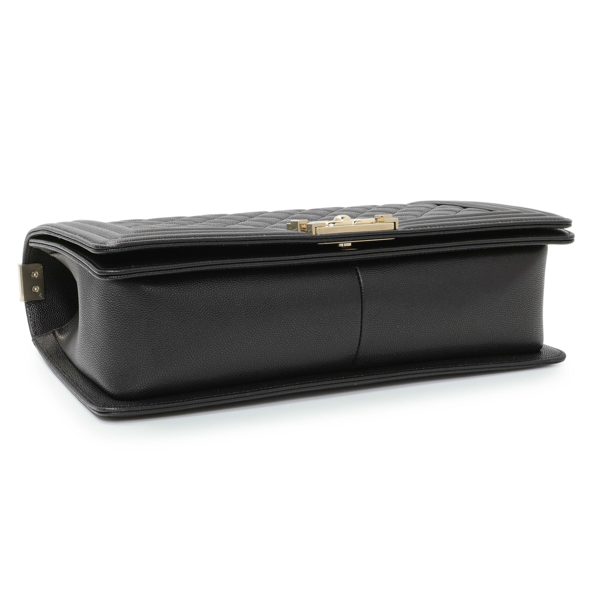 Exclusive Chanel Black Quilted Caviar New Medium Boy Flap — Top View