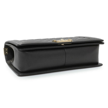Exclusive Chanel Black Quilted Caviar New Medium Boy Flap — Top View