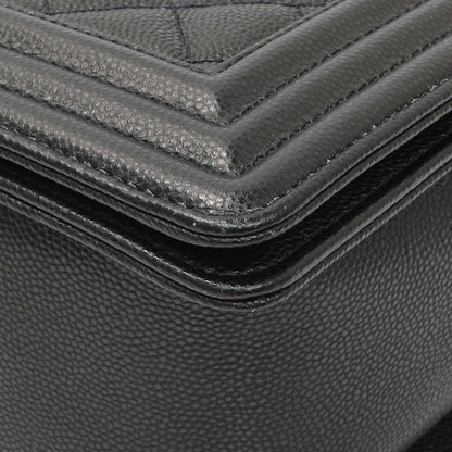 Exclusive Chanel Black Quilted Caviar New Medium Boy Flap — Detail View
