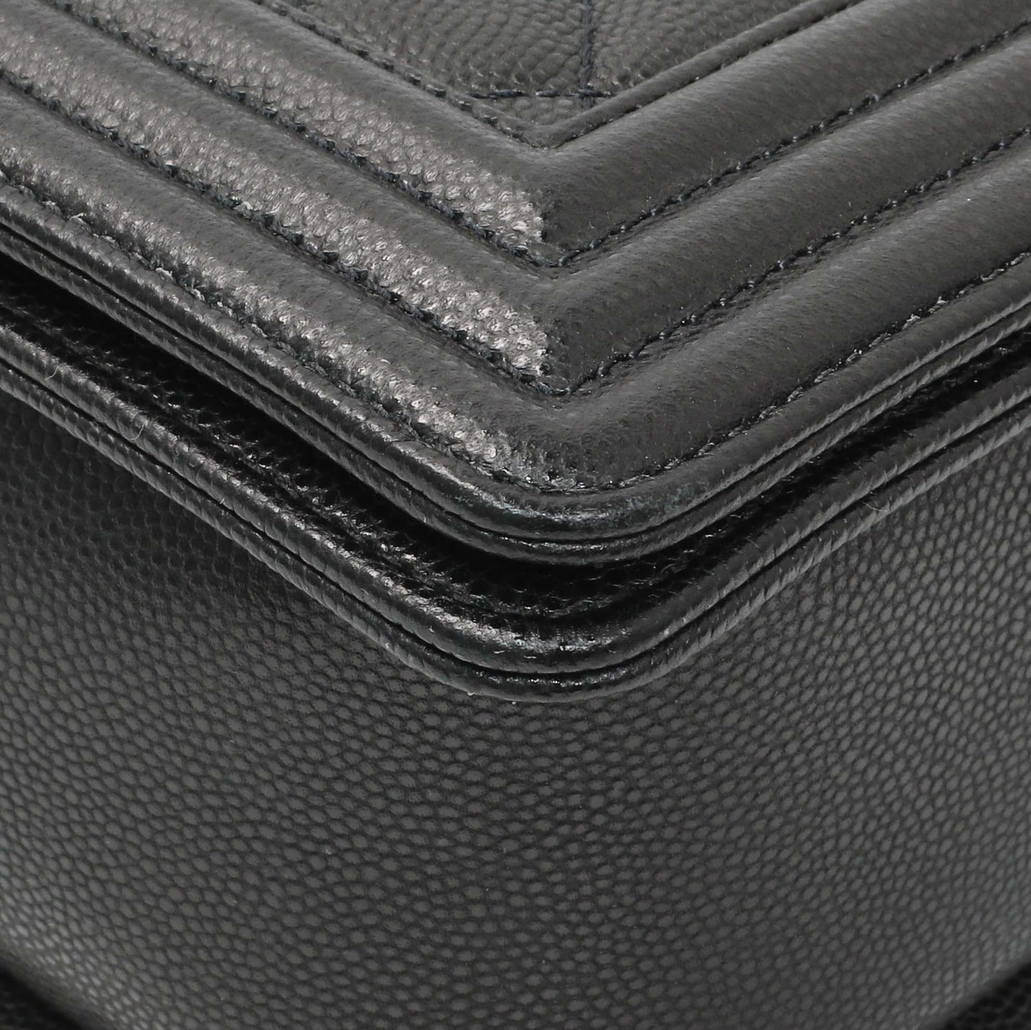 Exclusive Chanel Black Quilted Caviar New Medium Boy Flap — Lifestyle View