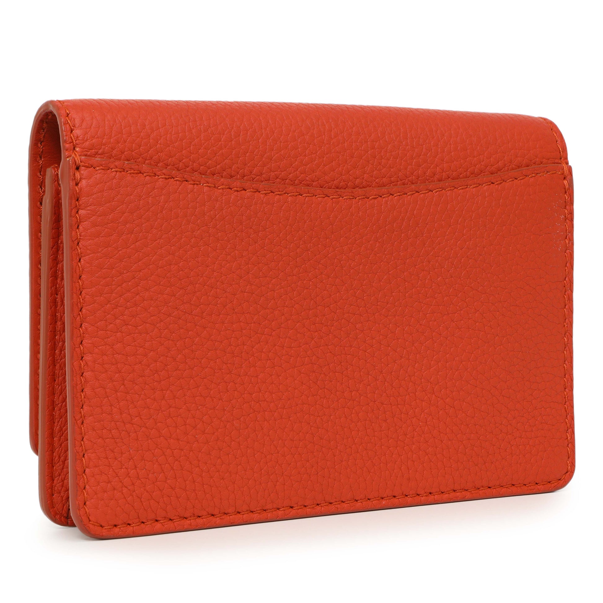 Exclusive Burberry Orange Pebbled Leather Hampshire Wallet On Chain — Side View