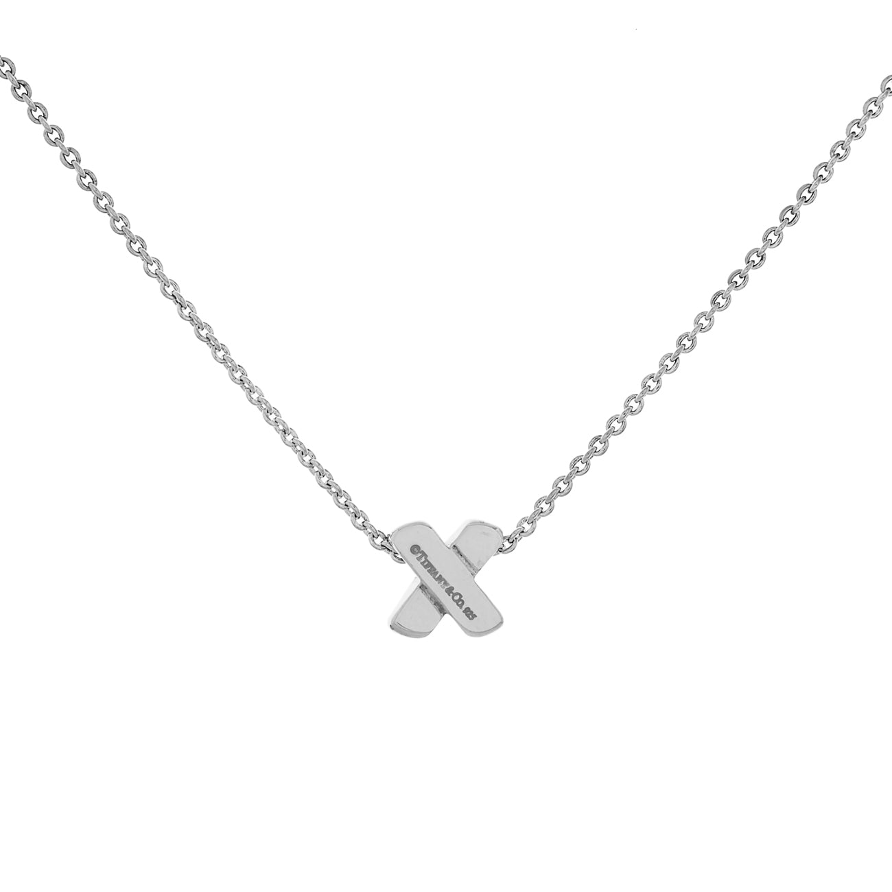 Exclusive Tiffany & Co. Sterling Silver Signature X Pendant Necklace — Side View