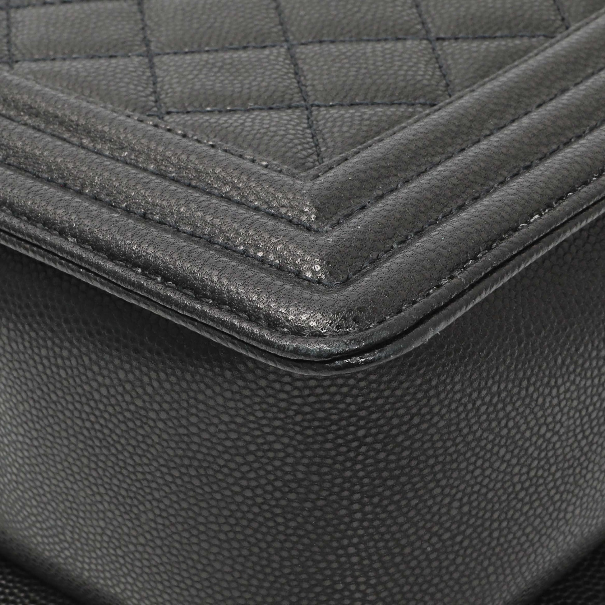 Exclusive Chanel Black Quilted Caviar New Medium Boy Flap — Alternate View 7
