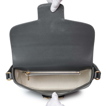 Exclusive Gucci Grey Calfskin Large Horsebit 1955 Shoulder Bag — Top View