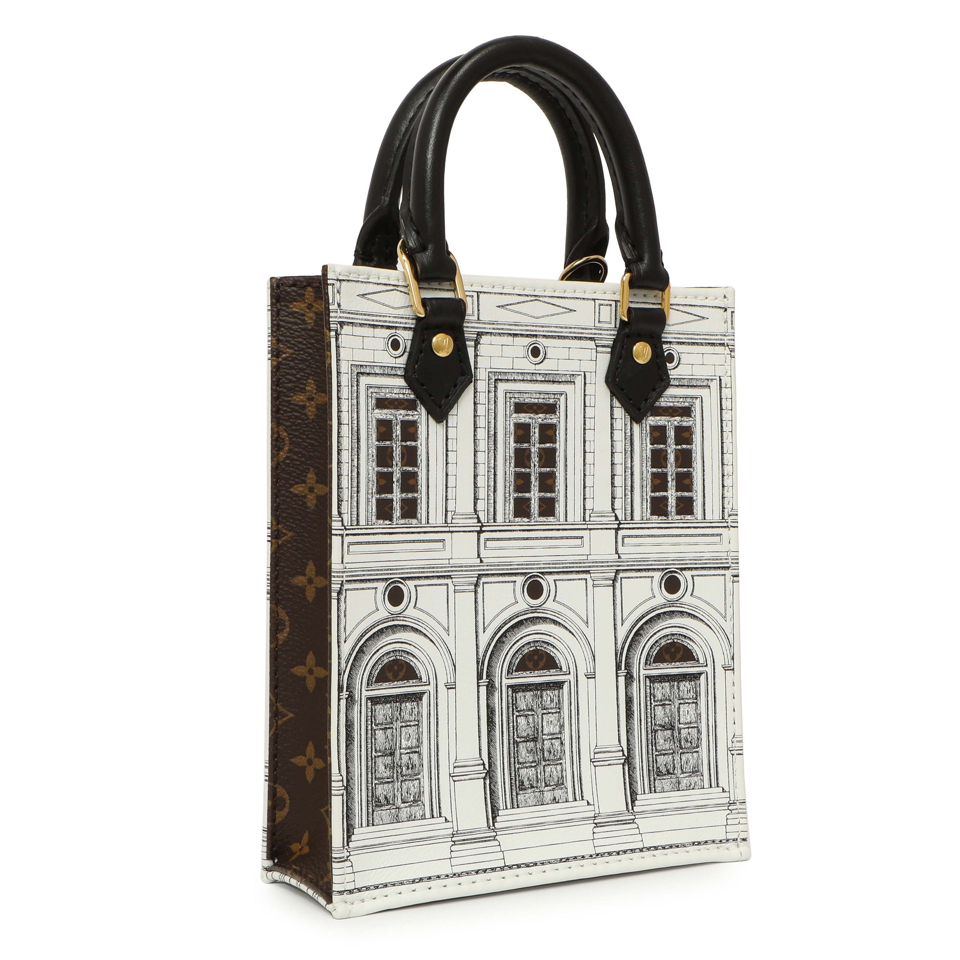 Exclusive Louis Vuitton X Fornasetti Calfskin Architettura Petit Sac Plat — Side View