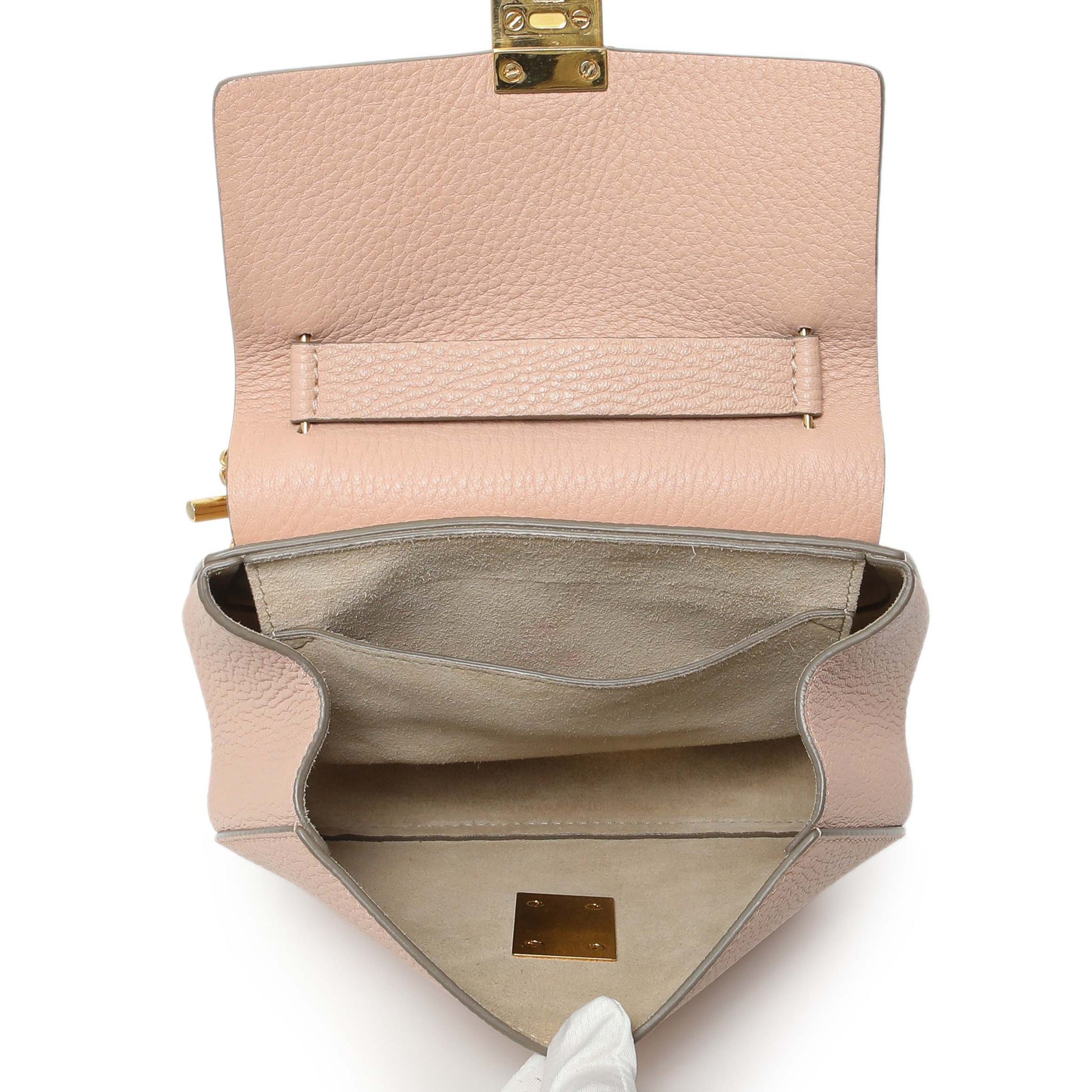 Exclusive Chloe Light Pink Grained Lambskin Mini Drew Shoulder Bag — Detail View