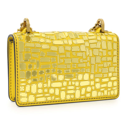 Exclusive Christian Dior Yellow Suede Mosaic of Mirrors Mini J'Adior Chain Flap — Side View