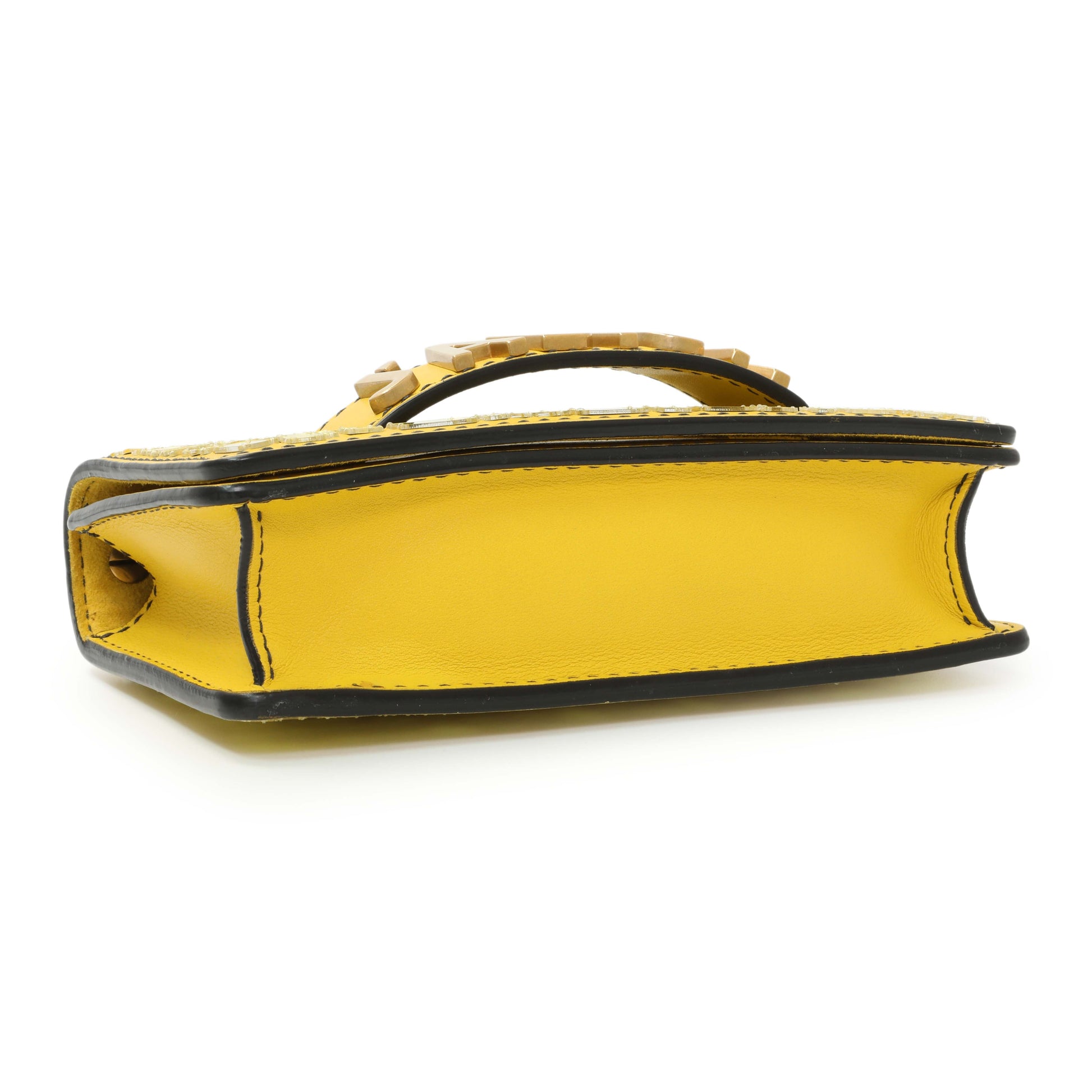 Exclusive Christian Dior Yellow Suede Mosaic of Mirrors Mini J'Adior Chain Flap — Back View