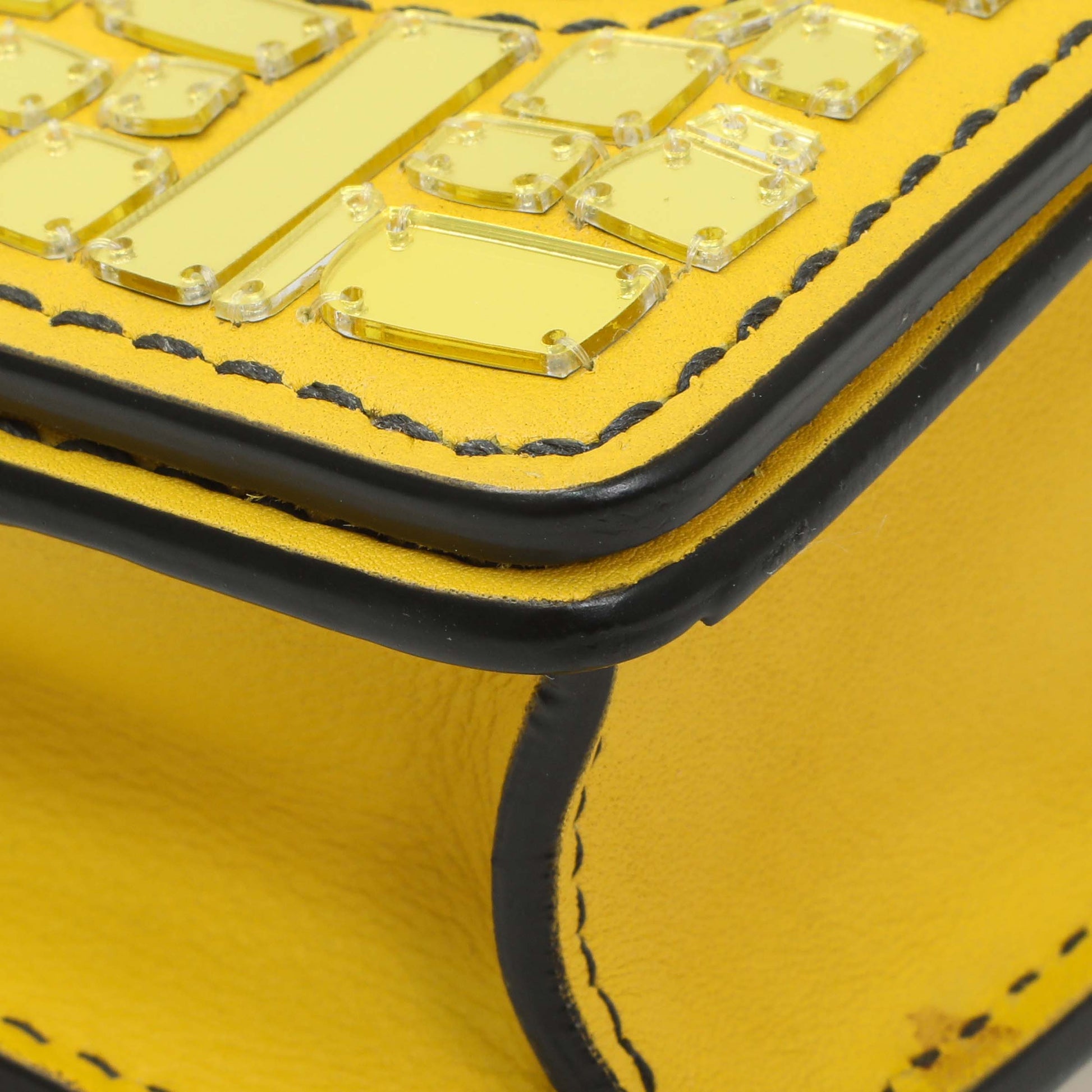 Exclusive Christian Dior Yellow Suede Mosaic of Mirrors Mini J'Adior Chain Flap — Top View