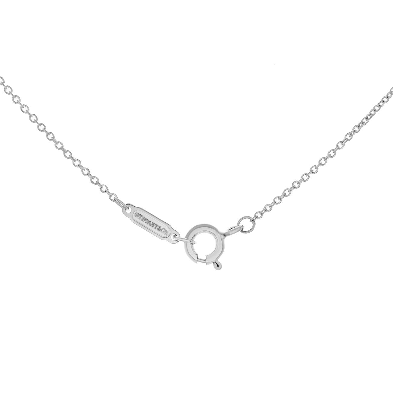 Exclusive Tiffany & Co. Sterling Silver Diamond Heart Key Pendant Necklace — Back View