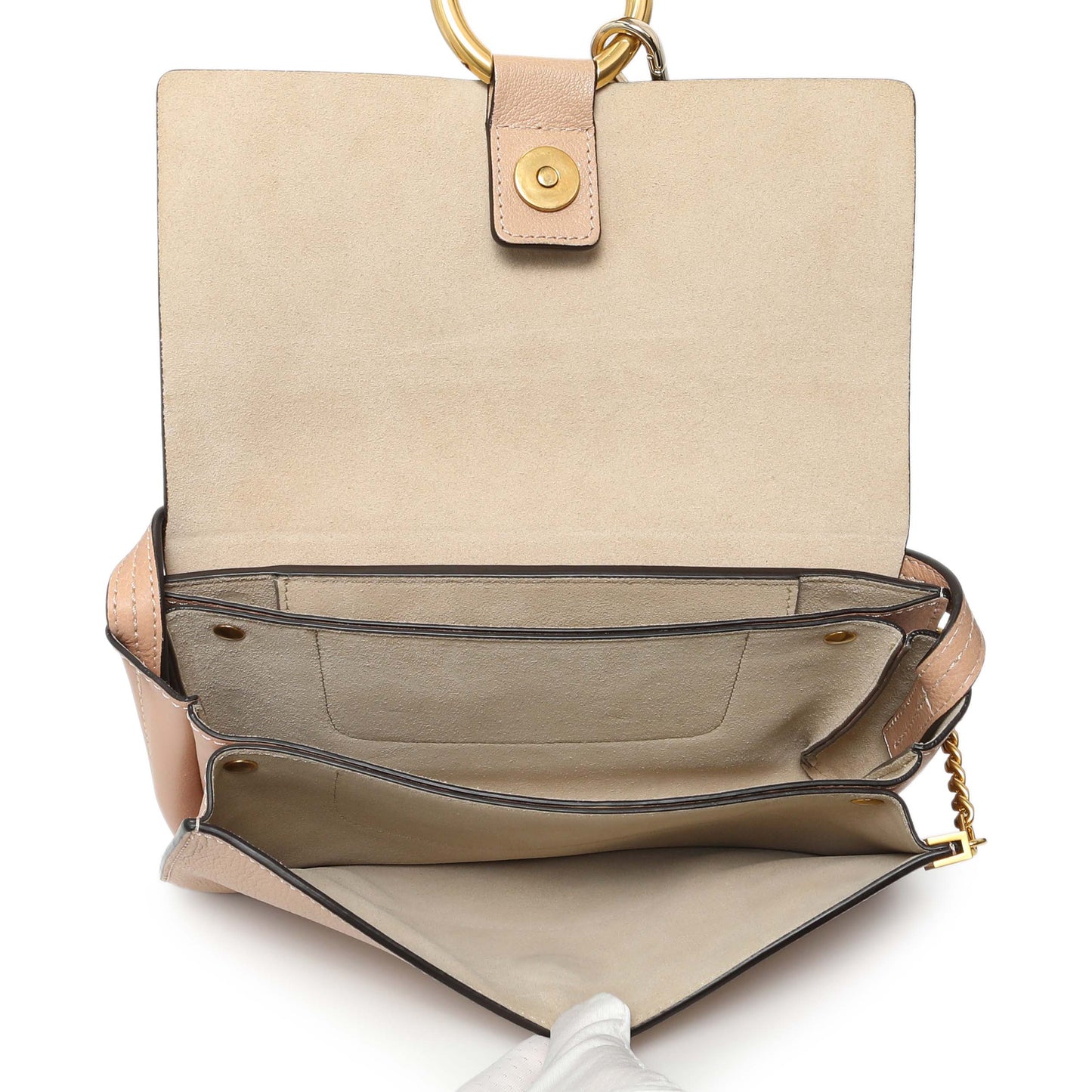 Exclusive Chloe Beige Grained Calfskin Small Faye Shoulder Bag — Detail View