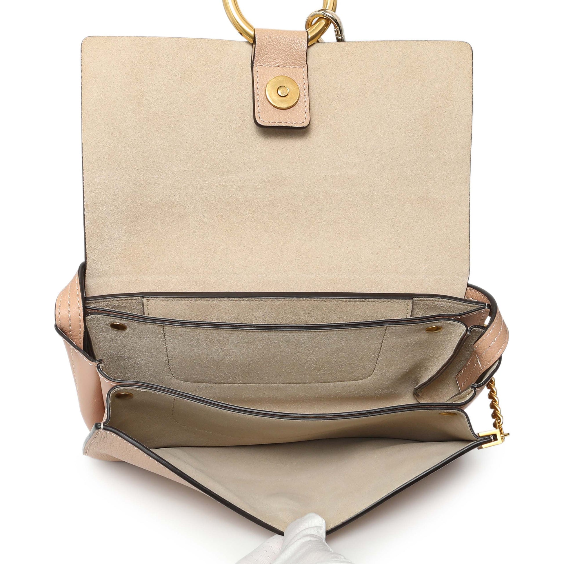 Exclusive Chloe Beige Grained Calfskin Small Faye Shoulder Bag — Detail View
