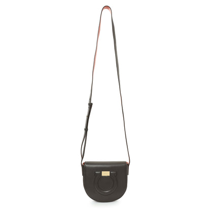 Exclusive Salvatore Ferragamo Brown Calfskin Gancini Crossbody — Front View
