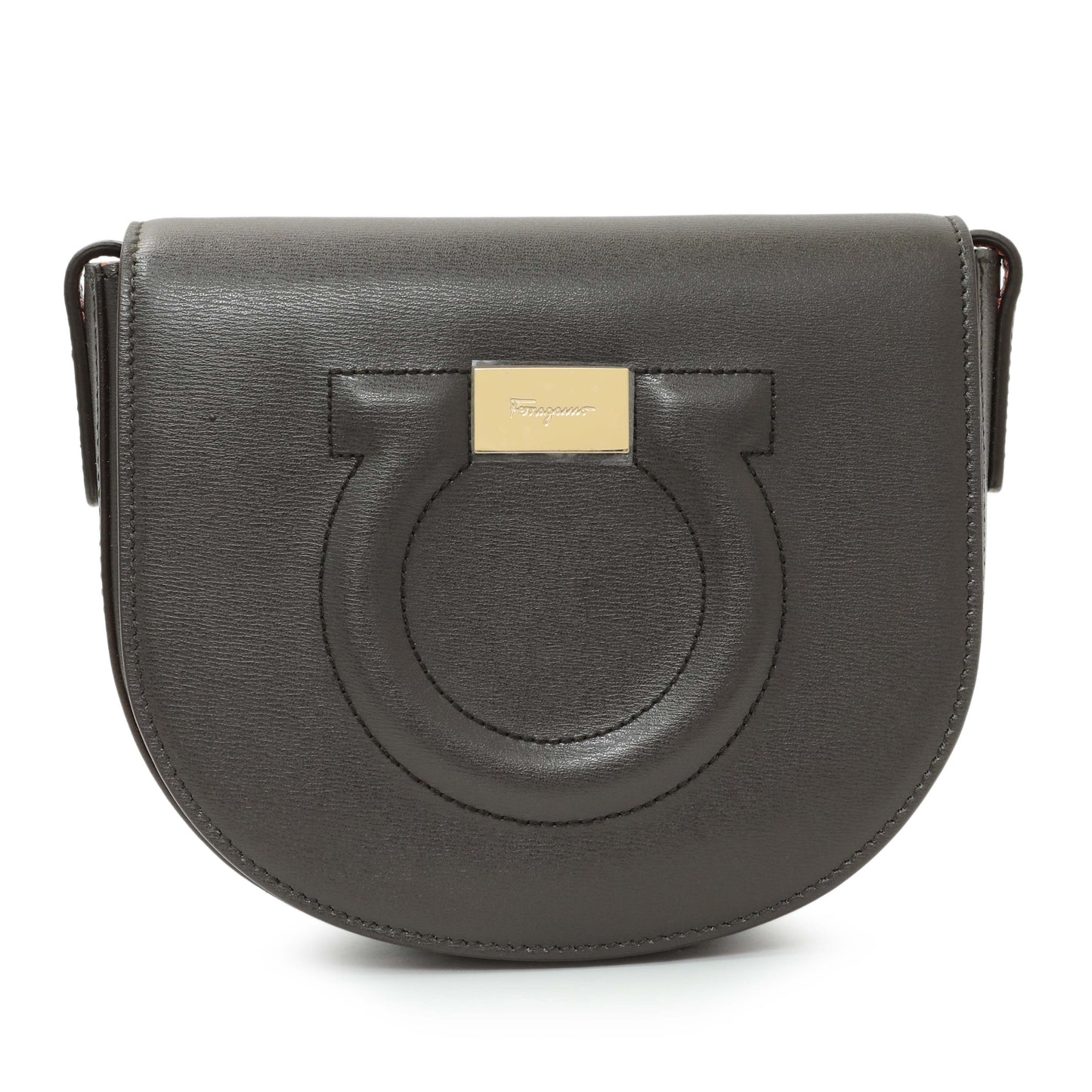 Exclusive Salvatore Ferragamo Brown Calfskin Gancini Crossbody — Side View