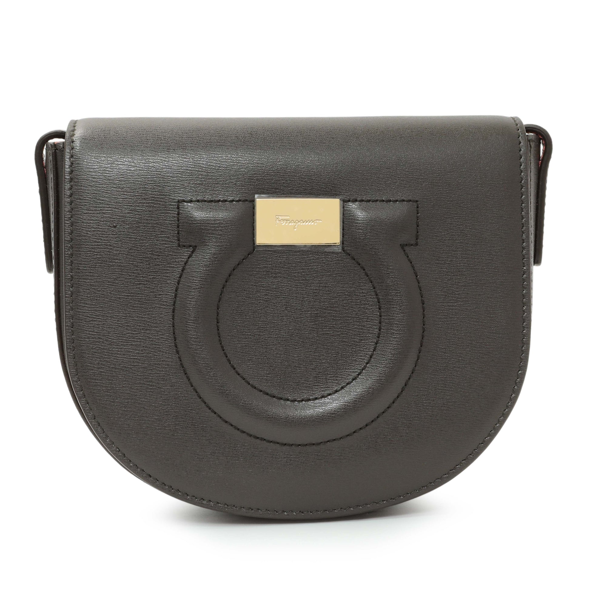 Exclusive Salvatore Ferragamo Brown Calfskin Gancini Crossbody — Side View
