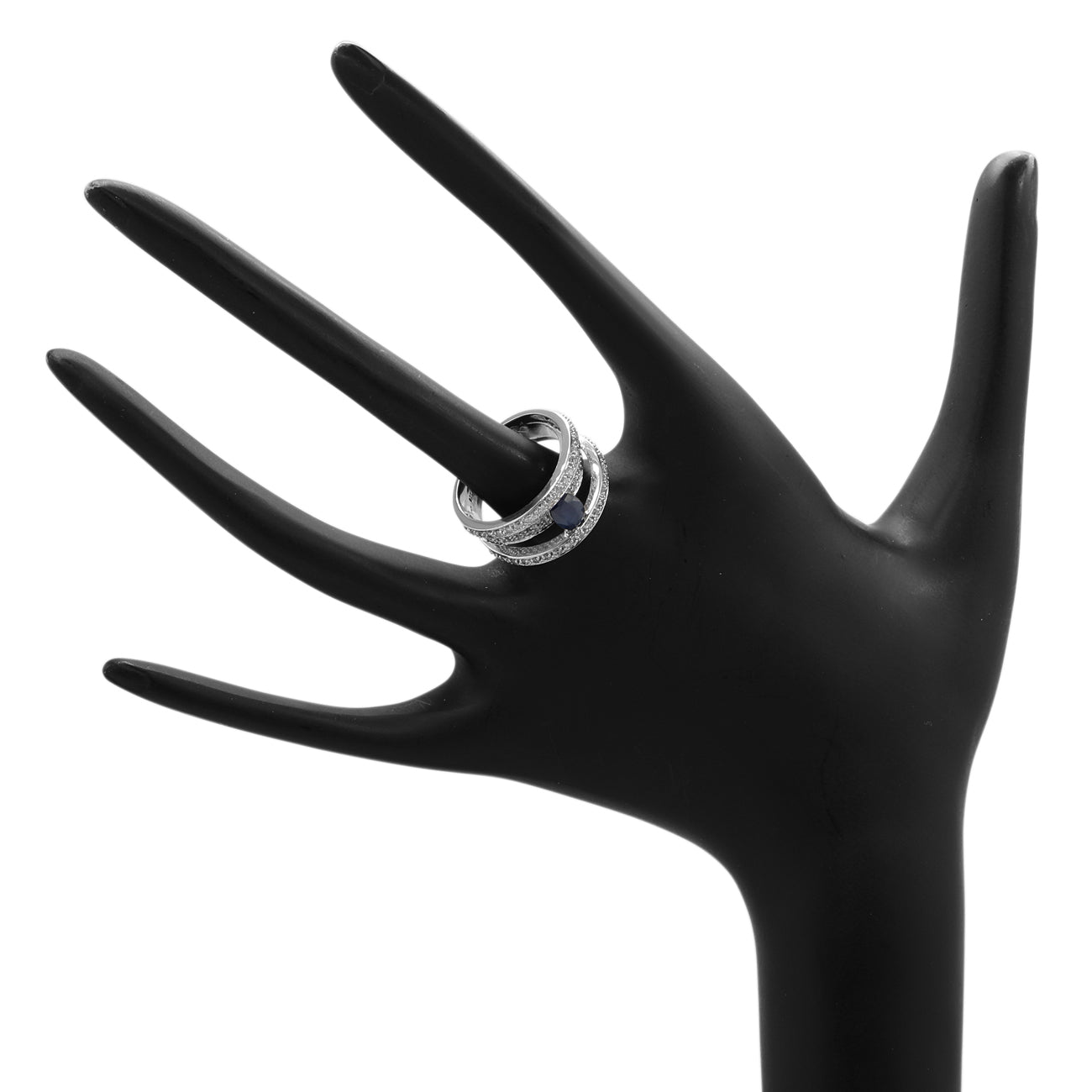 Exclusive 14K White Gold 0.87 Carat Blue Sapphire Ring — Back View