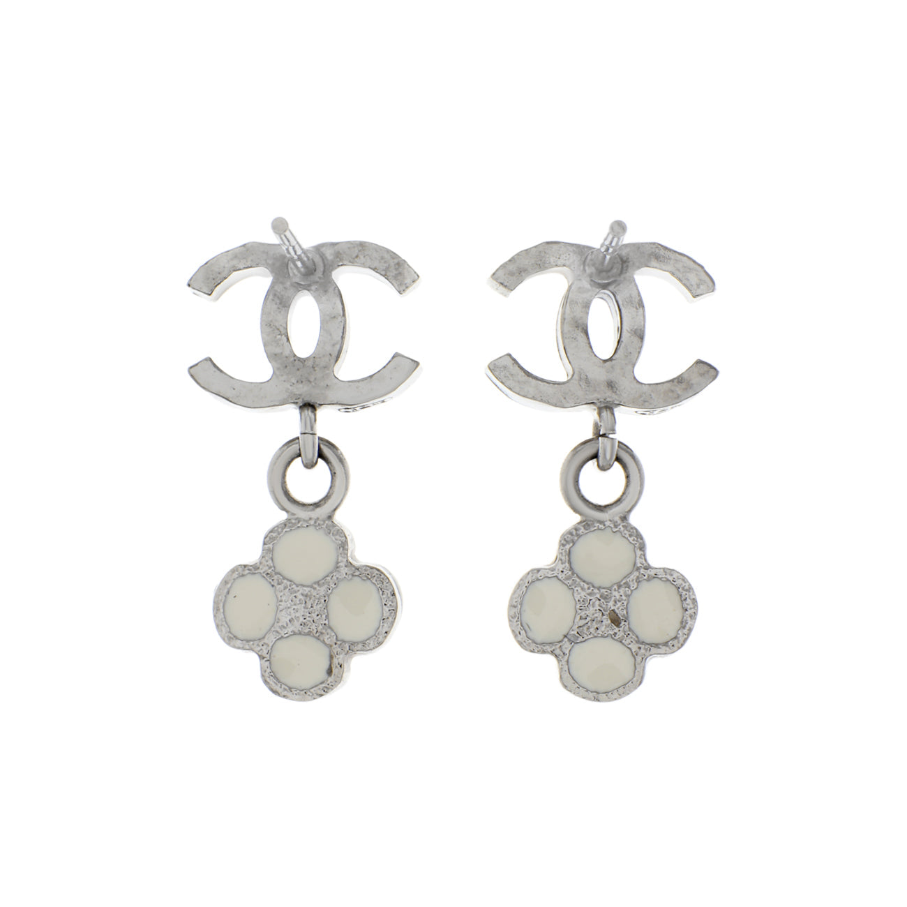 Exclusive Chanel CC Camellia Drop Earrings — Side View