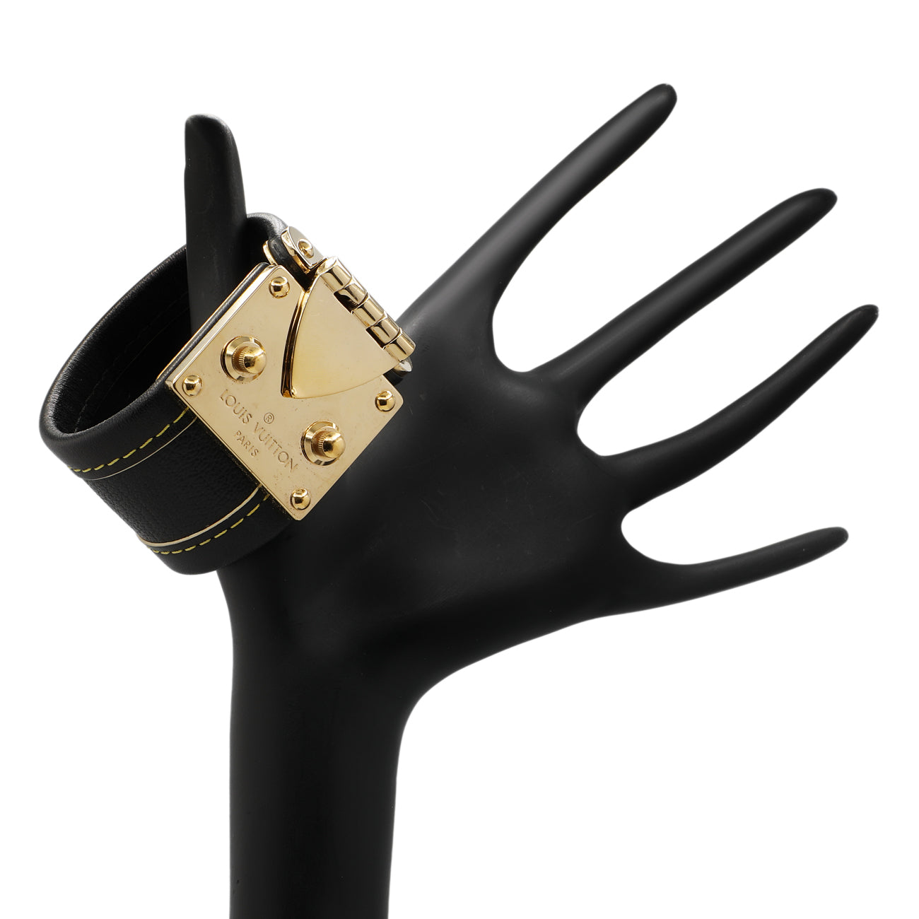 Exclusive Louis Vuitton Black Suhali S Lock Bracelet — Detail View