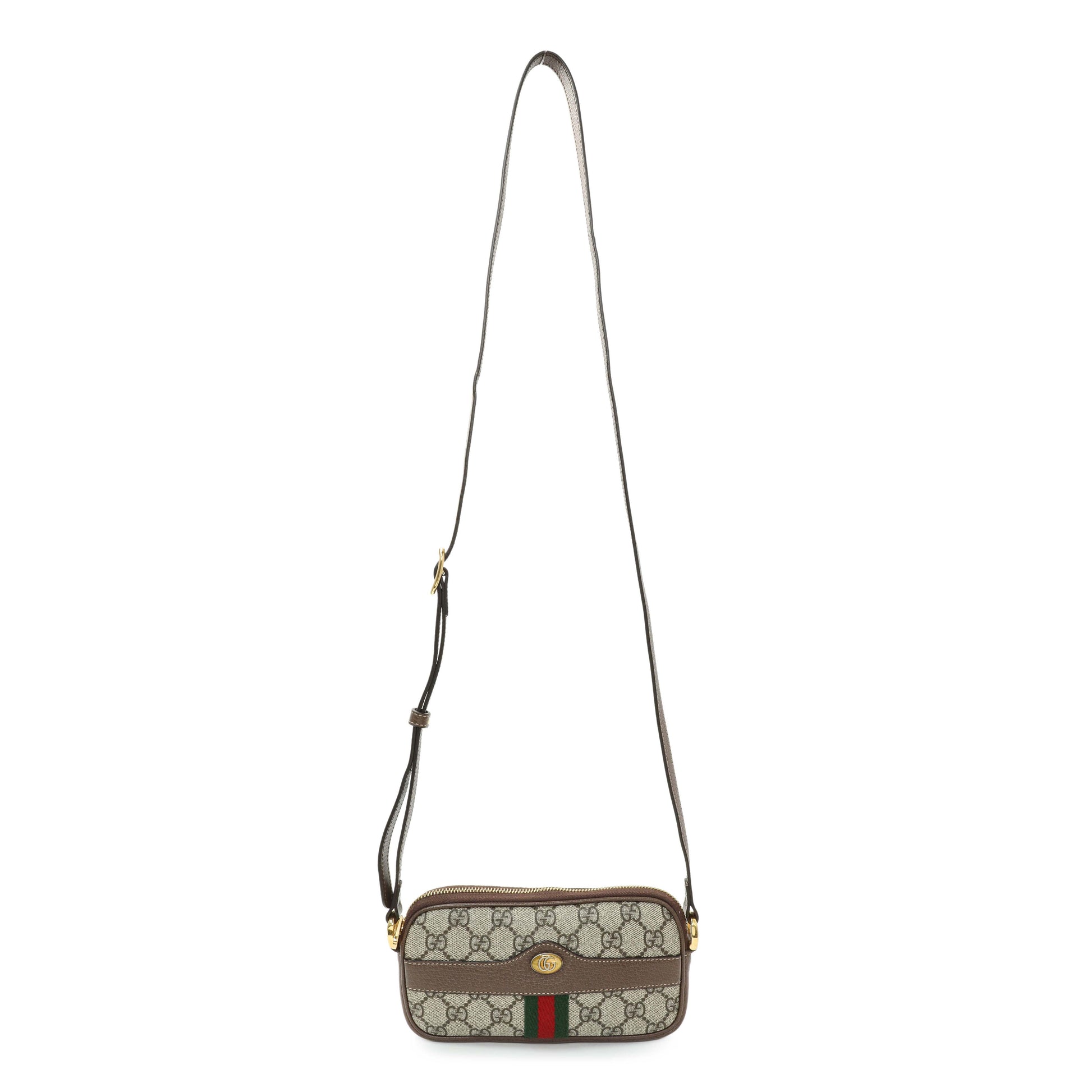 Exclusive Gucci GG Supreme Monogram Web Mini Ophidia GG Bag — Front View