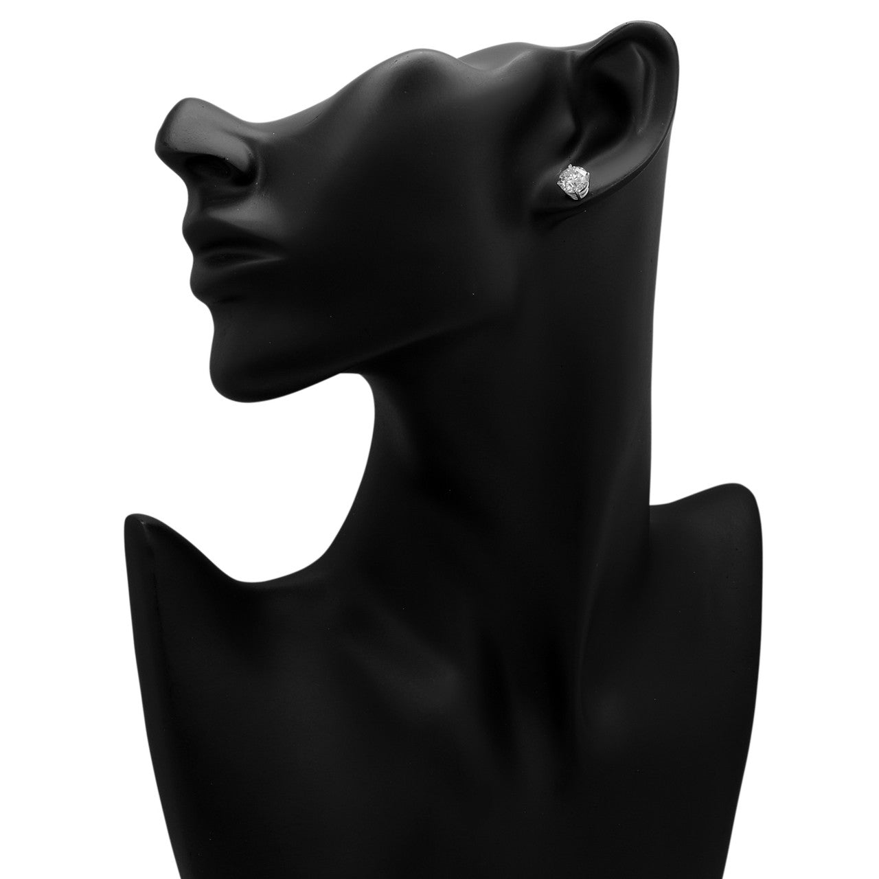 Exclusive 14K White Gold 3.26 Carat Diamond Stud Earrings — Back View