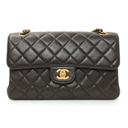 Exclusive Chanel Brown Quilted Lambskin Vintage Double Sided Flap — Front View