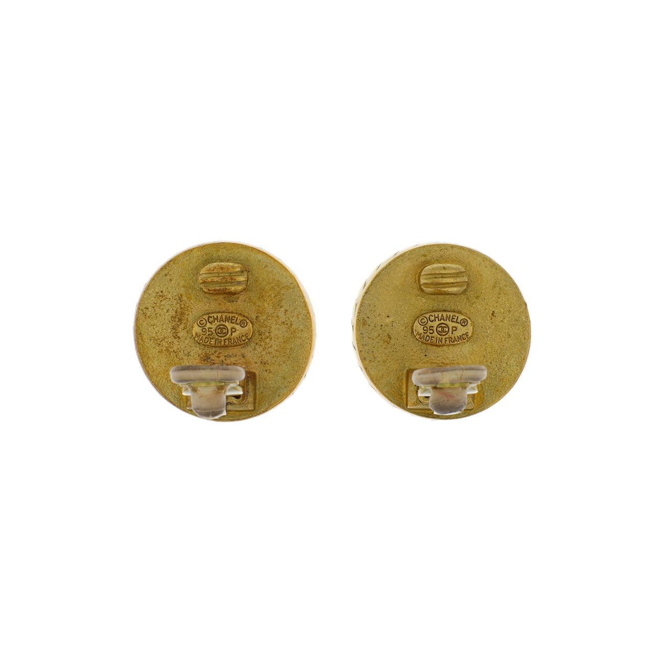 Exclusive Chanel Gold Black CC Clip On Earrings — Side View
