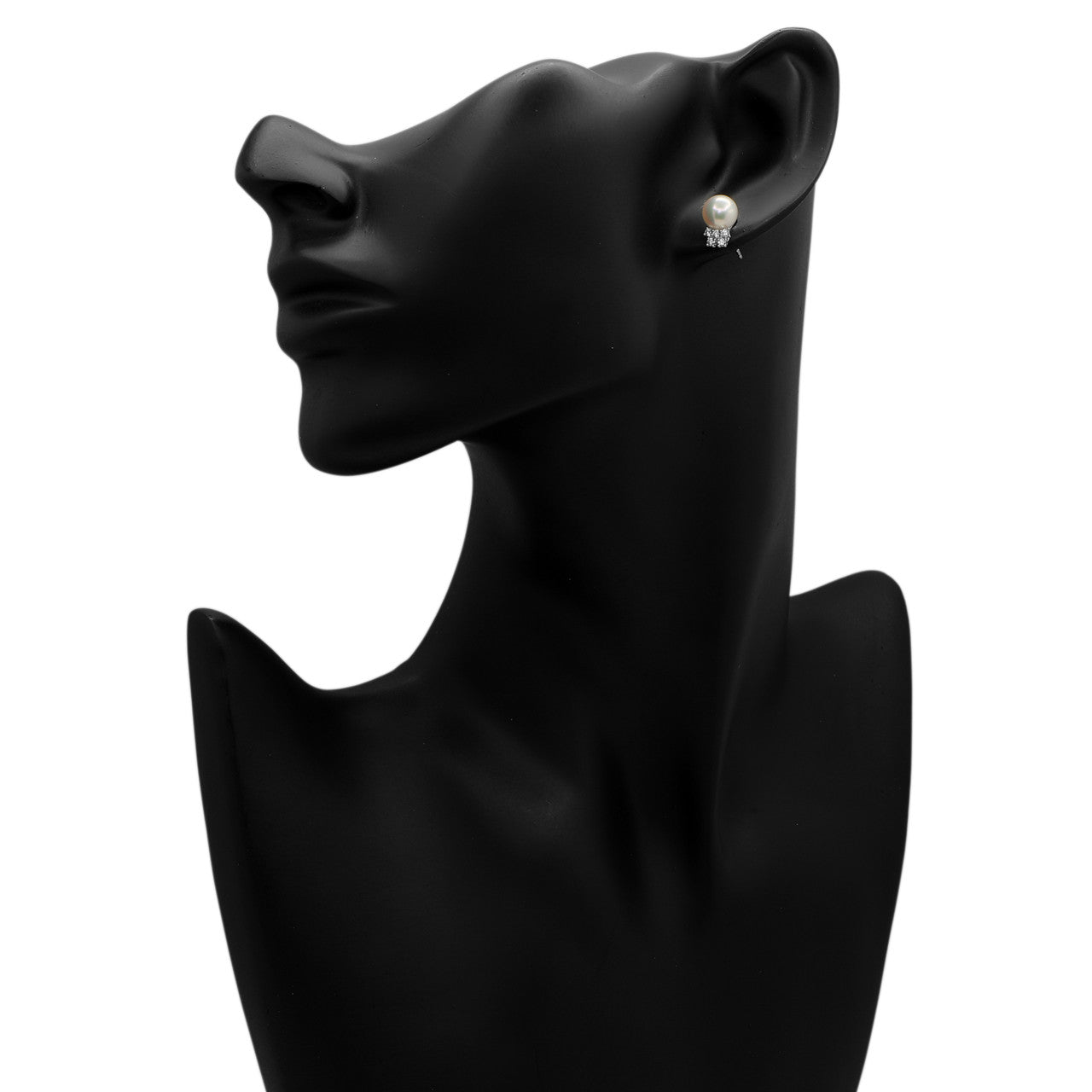 Exclusive 18K White Gold Akoya Pearl Diamond Earrings — Side View