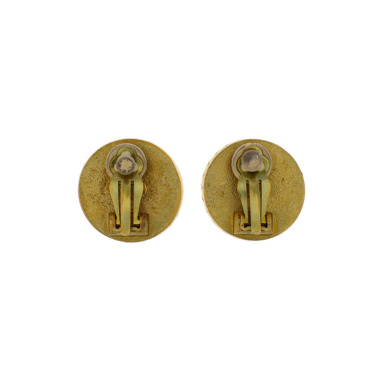 Exclusive Chanel Gold Black CC Clip On Earrings — Back View