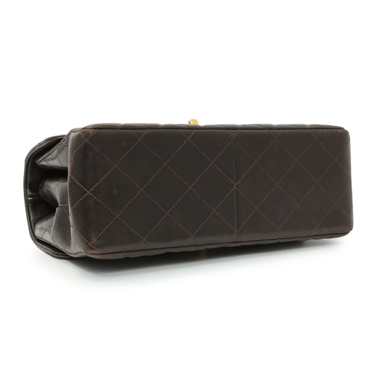 Exclusive Chanel Brown Quilted Lambskin Vintage Double Sided Flap — Back View