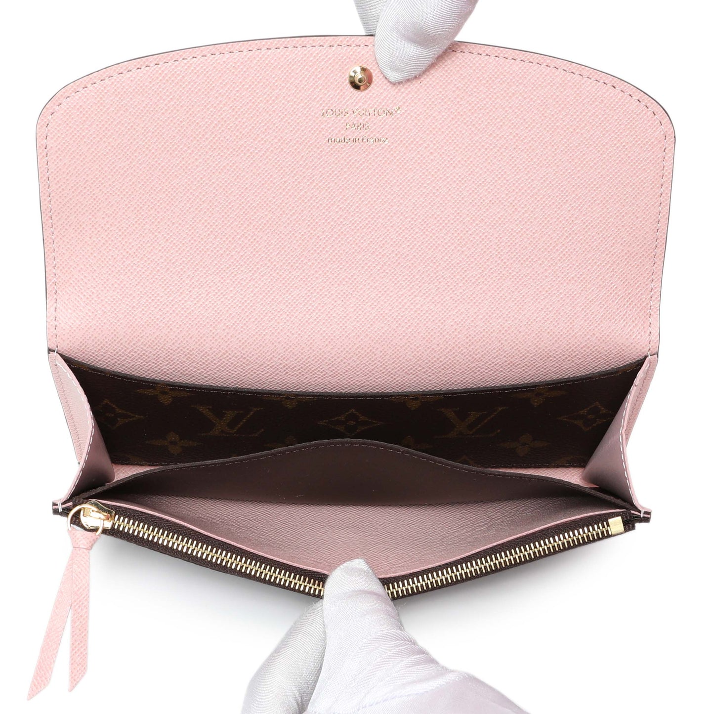Exclusive Louis Vuitton Rose Ballerine Monogram Emilie Wallet — Top View