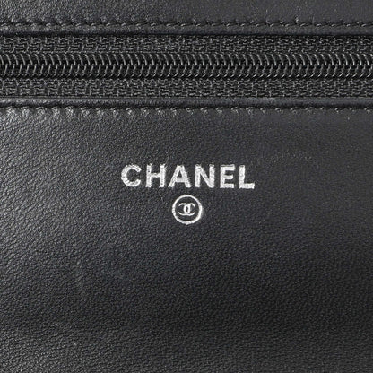 Exclusive Chanel Black Lambskin Camellia Embossed Wallet on Chain — Alternate View 9