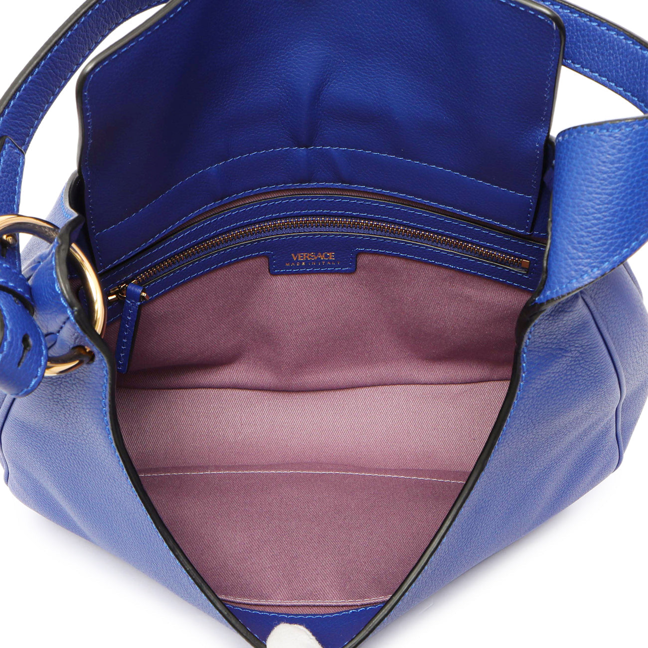 Exclusive Versace Lapis Calfskin La Medusa Medium Hobo Crossbody — Detail View