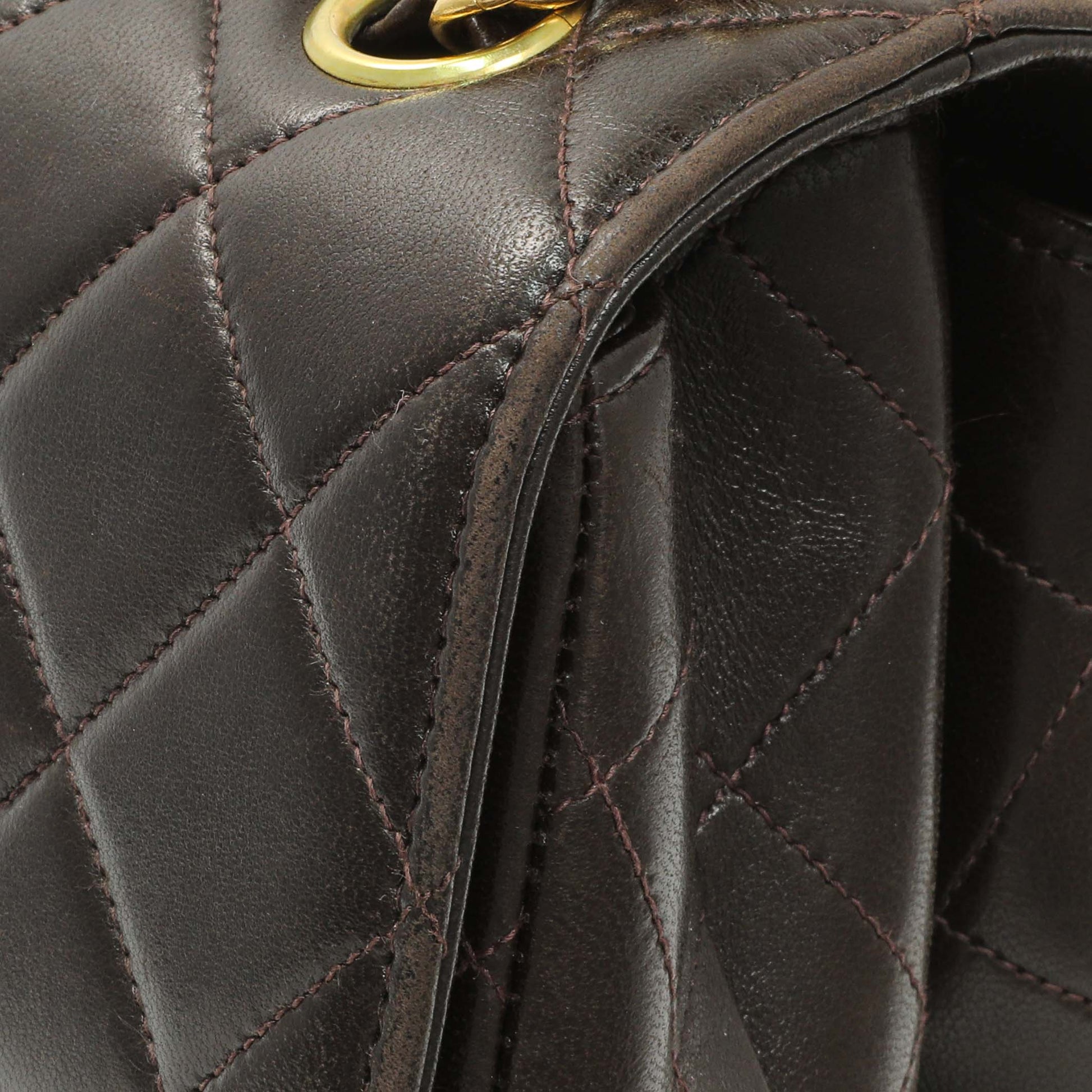 Exclusive Chanel Brown Quilted Lambskin Vintage Double Sided Flap — Alternate View 9