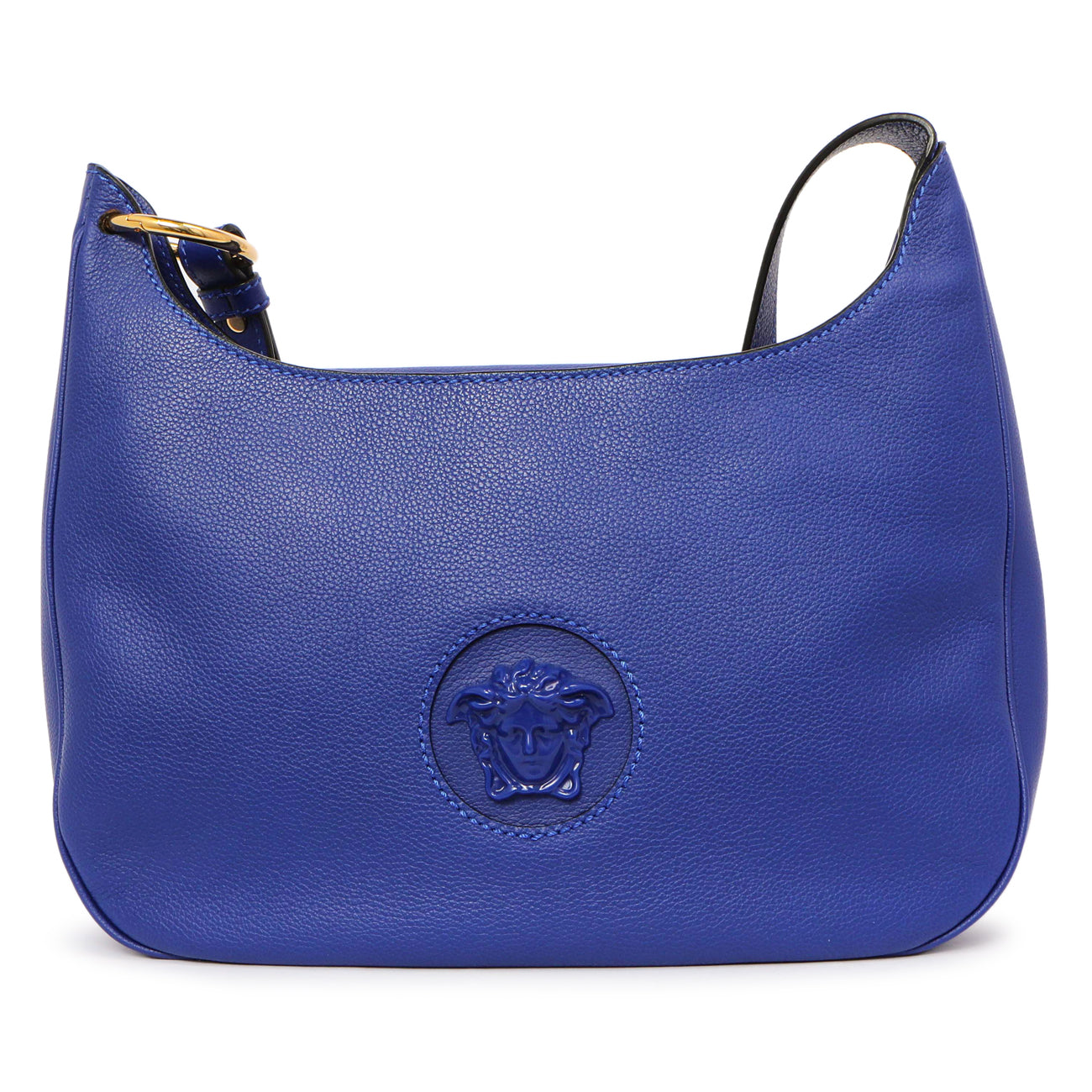 Exclusive Versace Lapis Calfskin La Medusa Medium Hobo Crossbody — Side View