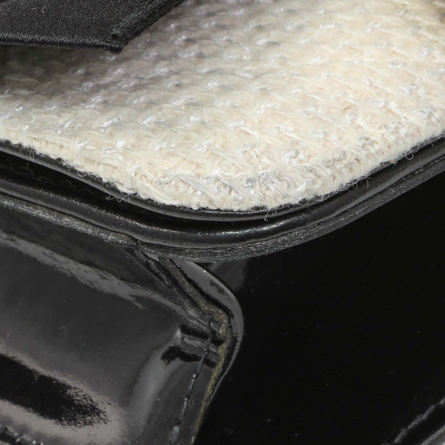 Exclusive Chanel Tweed Lambskin Camellia Pearl Chain Flap — Detail View