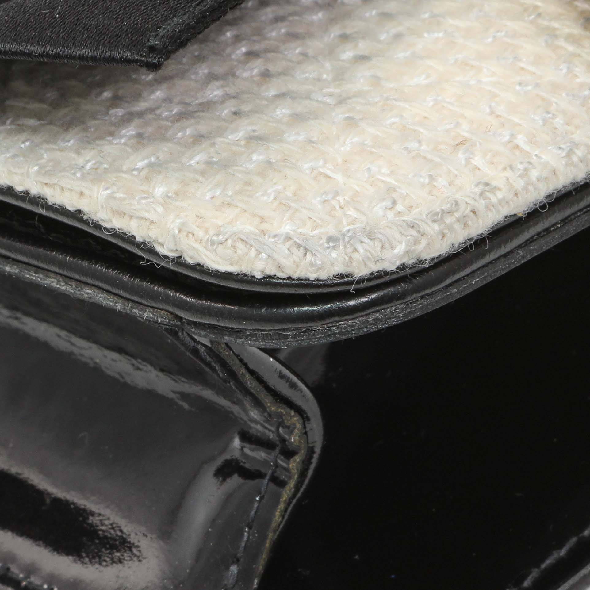 Exclusive Chanel Tweed Lambskin Camellia Pearl Chain Flap — Detail View