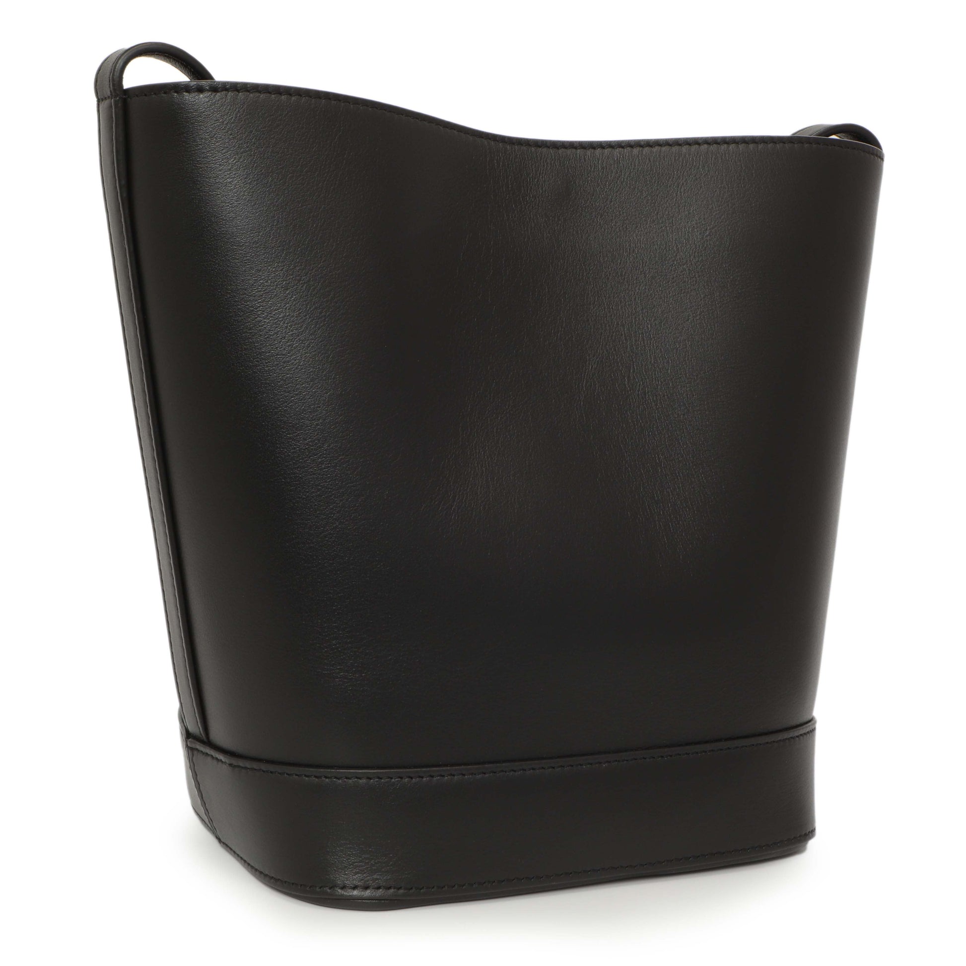 Exclusive Celine Black Smooth Calfskin Triomphe Small Bucket Bag — Side View