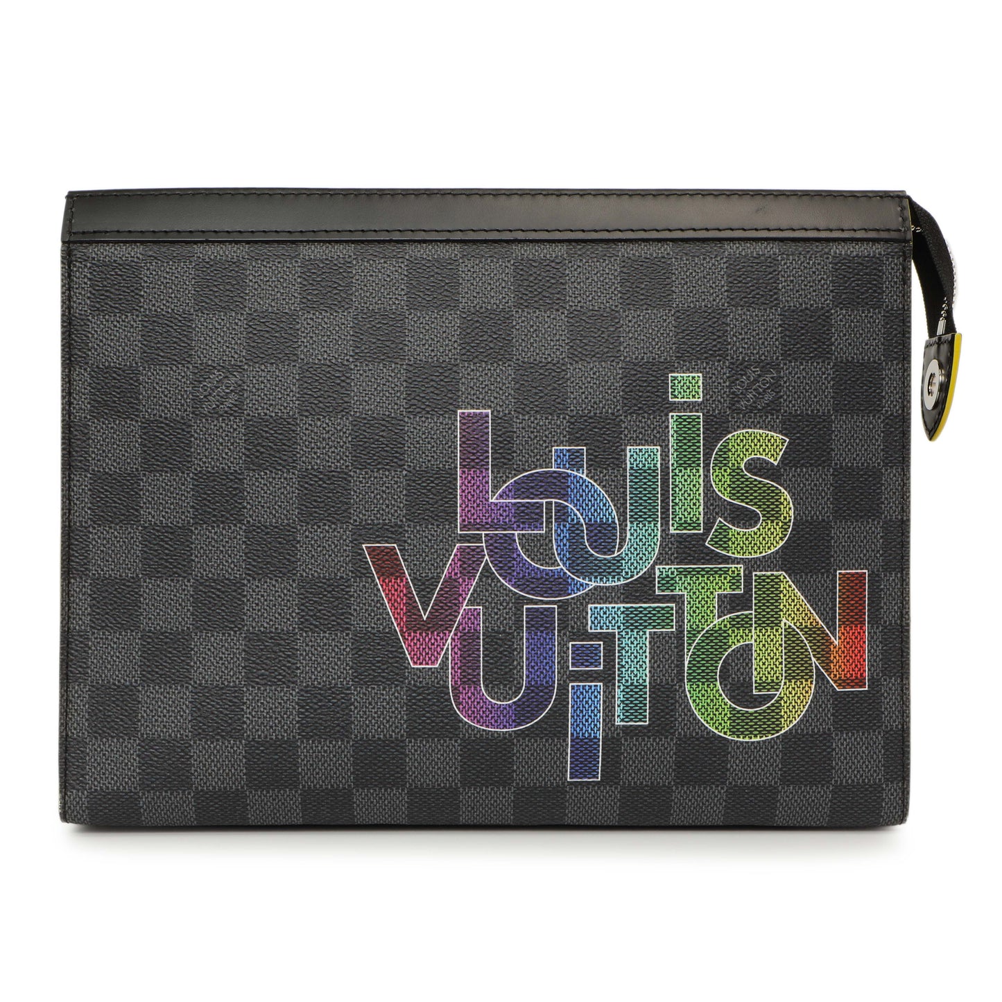 Exclusive Louis Vuitton Yellow Damier Graphite Pochette Voyage MM — Front View