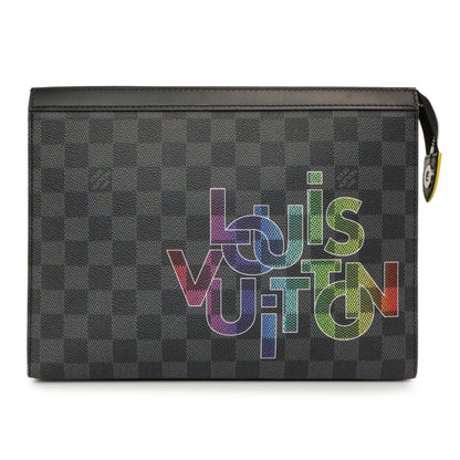 Exclusive Louis Vuitton Yellow Damier Graphite Pochette Voyage MM — Front View