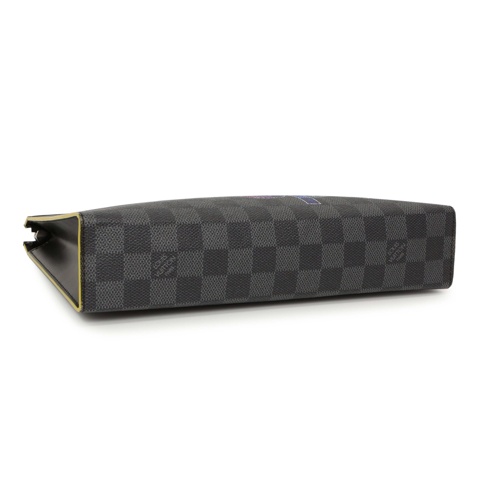 Exclusive Louis Vuitton Yellow Damier Graphite Pochette Voyage MM — Back View