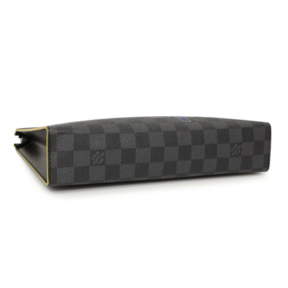 Exclusive Louis Vuitton Yellow Damier Graphite Pochette Voyage MM — Back View