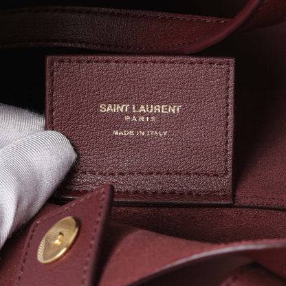 Exclusive Saint Laurent Dark Red Calfskin Toy Shopping Tote — Detail View